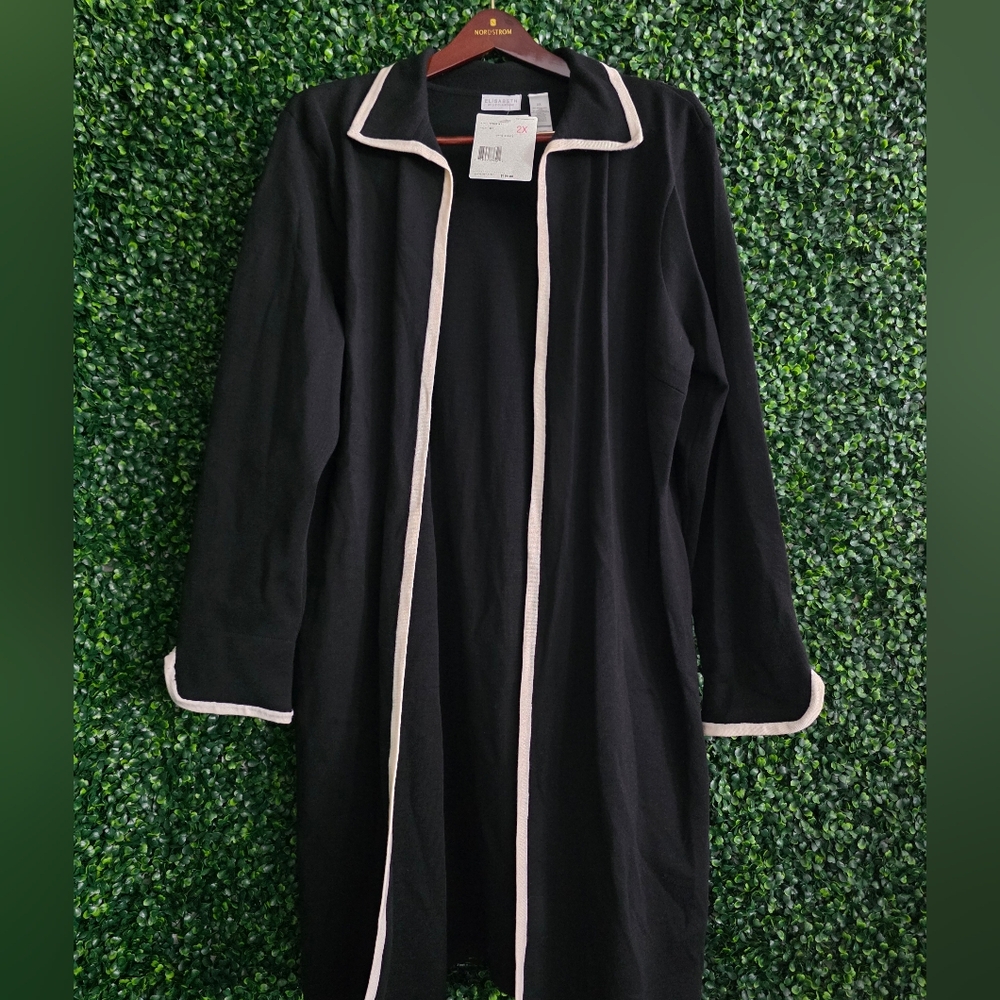 Elizabeth By Liz Clairborne Women's Elegant Black Coat Size 2X